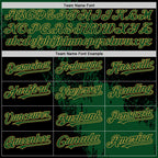 Custom Green Black-Old Gold 3D Pattern Design Abstract Brush Stroke Authentic Baseball Jersey