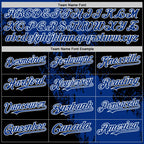 Custom Royal Black-White 3D Pattern Design Abstract Brush Stroke Authentic Baseball Jersey