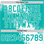 Custom White Aqua 3D Pattern Design Abstract Brush Stroke Authentic Baseball Jersey