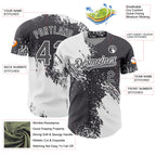 Custom White Steel Gray 3D Pattern Design Abstract Brush Stroke Authentic Baseball Jersey