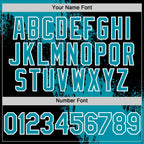 Custom Teal Black-White 3D Pattern Design Abstract Brush Stroke Authentic Baseball Jersey