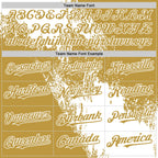 Custom White Old Gold 3D Pattern Design Abstract Brush Stroke Authentic Baseball Jersey