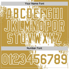 Custom White Old Gold 3D Pattern Design Abstract Brush Stroke Authentic Baseball Jersey
