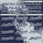 Custom Silver Navy-White 3D Pattern Design Abstract Brush Stroke Authentic Baseball Jersey