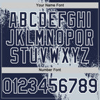 Custom Silver Navy-White 3D Pattern Design Abstract Brush Stroke Authentic Baseball Jersey