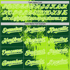 Custom Neon Green Green-White 3D Pattern Design Abstract Brush Stroke Authentic Baseball Jersey