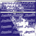 Custom White Dark Purple 3D Pattern Design Abstract Brush Stroke Authentic Baseball Jersey