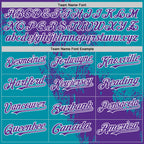 Custom Purple Teal-White 3D Pattern Design Abstract Brush Stroke Authentic Baseball Jersey