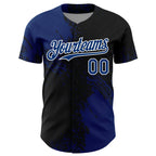 Custom US Navy Blue Black-White 3D Pattern Design Abstract Brush Stroke Authentic Baseball Jersey