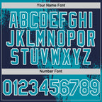Custom Teal Navy-White 3D Pattern Design Abstract Brush Stroke Authentic Baseball Jersey