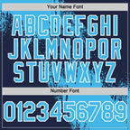 Custom Sky Blue Navy-White 3D Pattern Design Abstract Brush Stroke Authentic Baseball Jersey