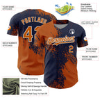 Custom Texas Orange Navy-White 3D Pattern Design Abstract Brush Stroke Authentic Baseball Jersey