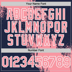 Custom Medium Pink Navy-White 3D Pattern Design Abstract Brush Stroke Authentic Baseball Jersey