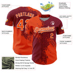 Custom Orange Crimson-White 3D Pattern Design Abstract Brush Stroke Authentic Baseball Jersey