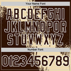 Custom Cream Brown-White 3D Pattern Design Abstract Brush Stroke Authentic Baseball Jersey