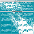 Custom White Teal 3D Pattern Design Abstract Brush Stroke Authentic Baseball Jersey