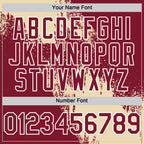 Custom Cream Crimson-White 3D Pattern Design Abstract Brush Stroke Authentic Baseball Jersey