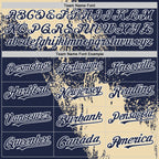 Custom Cream Navy-White 3D Pattern Design Abstract Brush Stroke Authentic Baseball Jersey