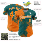 Custom Bay Orange Teal-White 3D Pattern Design Abstract Brush Stroke Authentic Baseball Jersey