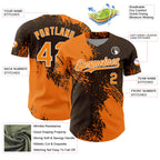 Custom Bay Orange Brown-White 3D Pattern Design Abstract Brush Stroke Authentic Baseball Jersey