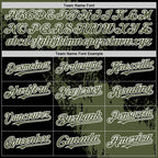 Custom Olive Black-White 3D Pattern Design Abstract Brush Stroke Authentic Baseball Jersey