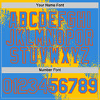 Custom Yellow Electric Blue-Orange 3D Pattern Design Abstract Brush Stroke Authentic Baseball Jersey