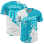 Custom White Lakes Blue 3D Pattern Design Abstract Brush Stroke Authentic Baseball Jersey