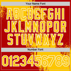 Custom Yellow Red-White 3D Pattern Design Abstract Brush Stroke Authentic Baseball Jersey