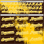 Custom Yellow Brown-White 3D Pattern Design Abstract Brush Stroke Authentic Baseball Jersey