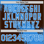 Custom Electric Blue Brown-White 3D Pattern Design Abstract Brush Stroke Authentic Baseball Jersey
