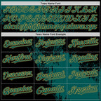 Custom Midnight Green Black-Old Gold 3D Pattern Design Abstract Brush Stroke Authentic Baseball Jersey