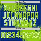 Custom Neon Green Royal-White 3D Pattern Design Abstract Brush Stroke Authentic Baseball Jersey
