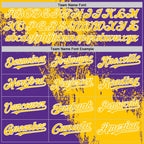 Custom Yellow Purple-White 3D Pattern Design Abstract Brush Stroke Authentic Baseball Jersey