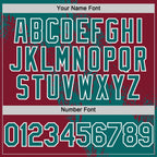 Custom Teal Crimson-White 3D Pattern Design Abstract Brush Stroke Authentic Baseball Jersey