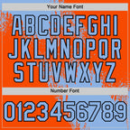 Custom Light Blue Orange-Black 3D Pattern Design Abstract Brush Stroke Authentic Baseball Jersey