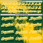 Custom Yellow Green-White 3D Pattern Design Abstract Brush Stroke Authentic Baseball Jersey
