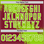 Custom Neon Green Crimson-White 3D Pattern Design Abstract Brush Stroke Authentic Baseball Jersey