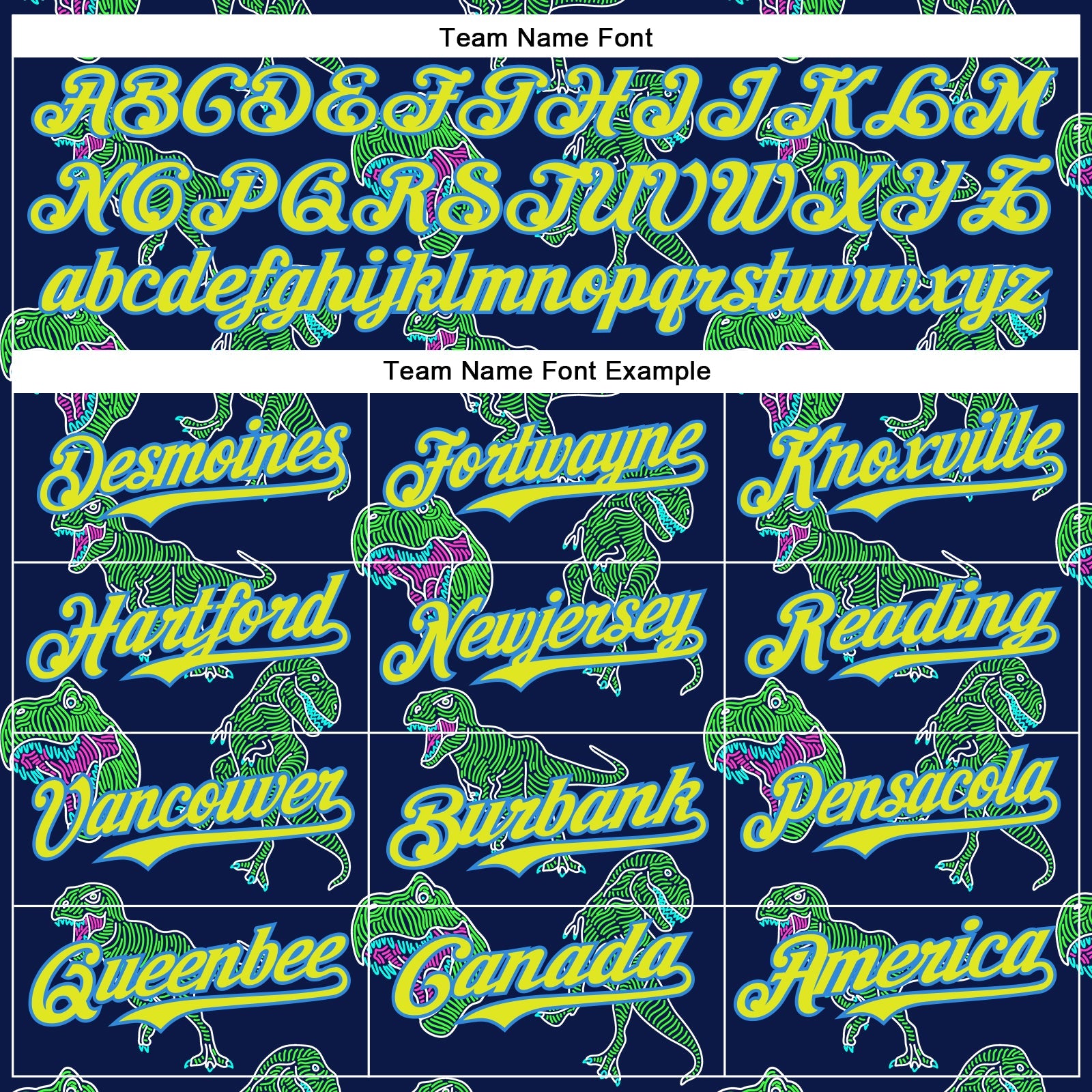 Custom Navy Neon Yellow-Electric Blue 3D Pattern Design Rave Psychedelic Neon Dinosaur Authentic Baseball Jersey