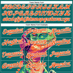 Custom Teal Orange-White 3D Pattern Design Rave Psychedelic Dinosaur Authentic Baseball Jersey