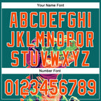 Custom Teal Orange-White 3D Pattern Design Rave Psychedelic Dinosaur Authentic Baseball Jersey