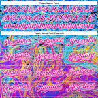 Custom Electric Blue Deep Pink-White 3D Pattern Design Rave Psychedelic Fluid Art Authentic Baseball Jersey