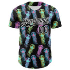 Custom Black White 3D Pattern Design Rave Psychedelic Jellyfish Authentic Baseball Jersey