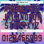 Custom Dark Purple Bay Orange 3D Pattern Design Rave Psychedelic Tropical Palm Tree Authentic Baseball Jersey