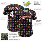 Custom Black White-Red 3D Pattern Design Splash Authentic Baseball Jersey