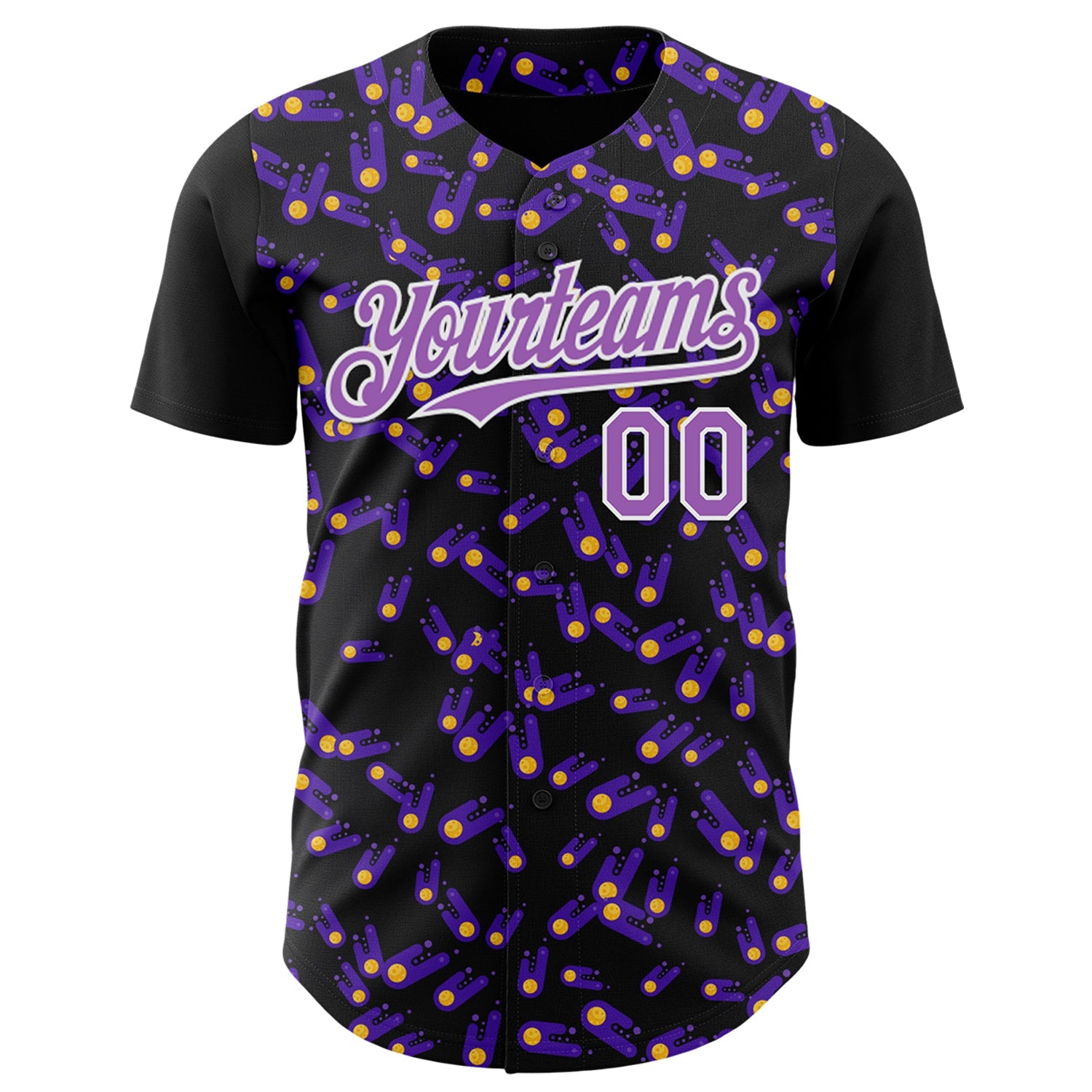 Custom Black Medium Purple-White 3D Pattern Design Galaxy Star Meteor Authentic Baseball Jersey