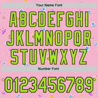 Custom Light Pink Neon Green-Black 3D Pattern Design Retro Pixel Arcade Game Authentic Baseball Jersey