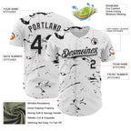 Custom White Black 3D Pattern Design Graffiti Splash Ink Authentic Baseball Jersey