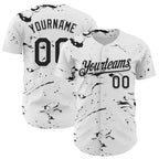 Custom White Black 3D Pattern Design Graffiti Splash Ink Authentic Baseball Jersey