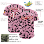 Custom Light Pink White-Red 3D Pattern Design Graffiti Ink Brush Stroke Authentic Baseball Jersey