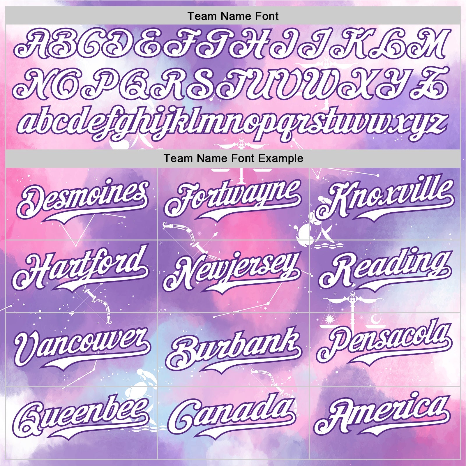 Custom Purple White 3D Pattern Design Constellation Space Galaxy Star Authentic Baseball Jersey